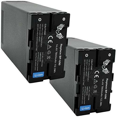 2X SK Akku Sony BP-U90 | 7800mAh | für Sony PMW-150 200 300 / PMW-EX1 EX3 F3 // PXW-FS5 PXW-FS7 X180 X200 /// BP-U30 BP-U60 BP-U95 von skgames