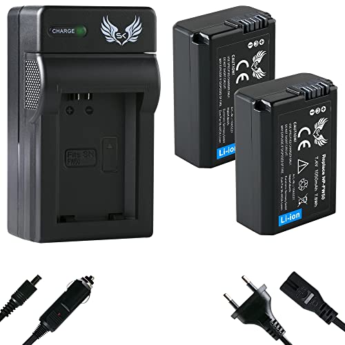 2X SK Akku Sony NP-FW50 (1050mAh) + Charger Ladegerät für Sony Alpha 7 7II 7R 7S II 5100 6300 6400 6500 / NEX-6 NEX-7 NEX-F3 / DSC RX10 IV/ZV-E10 von skgames