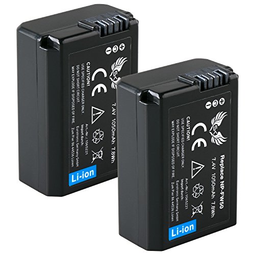 2X SK Akku Sony NP-FW50 |- 1050mAh -| für Sony Alpha 7 7II 7R 7S II 5100 6300 6500 // NEX-3 NEX-6 NEX-7 NEX-F3 // DSC RX10 // SLT A35 A55 // ZV-E10 von skgames