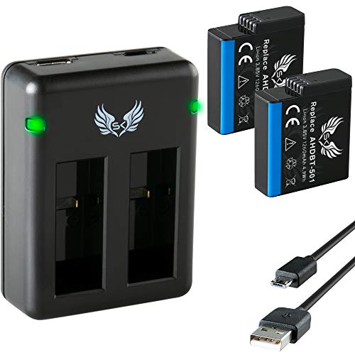 2X SK Akku für GoPro Hero 2018 Hero 5 Hero 6 Hero 7 Black | 1260mAh | + Dual Ladegerät für GoPro Hero5 Hero6 Hero7 AABAT-001 AHDBT-501 2X SK Akku für GoPro Hero 2018 Hero 5 Hero 6 Hero 7 Black | 1260mAh | + Dual Ladegerät für GoPro Hero5 Hero6 Hero7 AABAT-001 AHDBT-501 von skgames