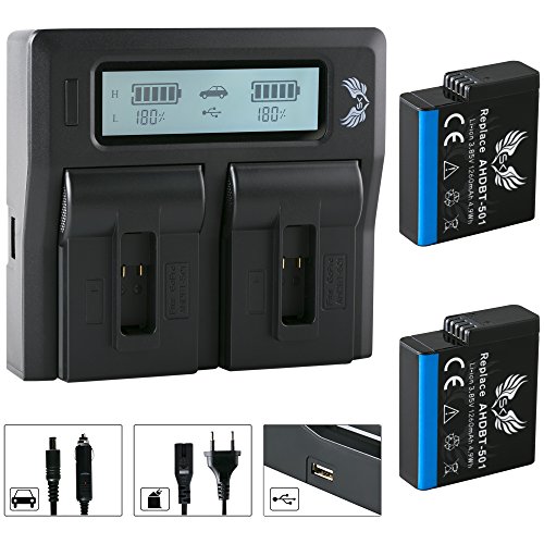 2X SK Akku für GoPro Hero 2018 Hero 5 Hero 6 Hero 7 Black | 1260mAh + LCD Dual Ladegerät für GoPro Hero5 Hero6 Hero7 AABAT-001 AHDBT-501 2X SK Akku für GoPro Hero 2018 Hero 5 Hero 6 Hero 7 Black | 1260mAh + LCD Dual Ladegerät für GoPro Hero5 Hero6 Hero7 AABAT-001 AHDBT-501 von skgames