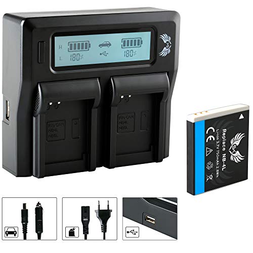 SK Akku Canon NB-4L 750mAh + LCD Dual Doppel Ladegerät für Canon Digital IXUS 30 220 HS 255 HS // PowerShot SD400 SD600 SD1000 SD1400 is // NB-4LH SK Akku Canon NB-4L 750mAh + LCD Dual Doppel Ladegerät für Canon Digital IXUS 30 220 HS 255 HS // PowerShot SD400 SD600 SD1000 SD1400 is // NB-4LH von skgames