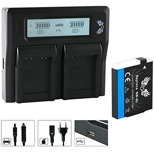 SK Akku Canon NB-6L 1000mAh + LCD Dual Doppel Ladegerät für Canon Digital IXUS 300 HS 310 HS/PowerShot S95 SX600 HS SX710 SD4000 is und weitere SK Akku Canon NB-6L 1000mAh + LCD Dual Doppel Ladegerät für Canon Digital IXUS 300 HS 310 HS/PowerShot S95 SX600 HS SX710 SD4000 is und weitere von skgames