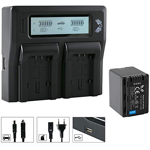 SK Akku Ersatz für Panasonic VW-VBT380 E-K 3560mAh + LCD Dual Charger VW-VBK180 VW-VBK360 VW-VBT190 VW VBK180 VBK360 VBT380 E K Panasonic HC-V777 von skgames