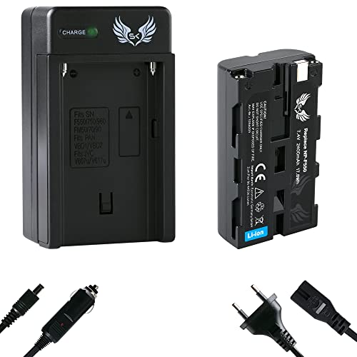 SK Akku Ersatz für Sony NP-F550 /- 2400mAh + Ladegerät Charger für Sony NP-F750 NP-F960 NP-F970 NP-F980 // Blitzgeräte Videoleuchten Fieldmonitore von skgames