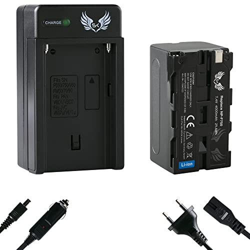 SK Akku Ersatz für Sony NP-F750 |- 4000mAh -| + Charger für Sony Akku NP-F550 NP-F960 NP-F970 NP-F980 // Blitzgeräte Videoleuchten Fieldmonitore von skgames