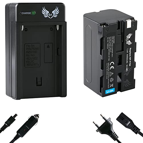 SK Akku Ersatz für Sony NP-F750 |- 4400mAh -| + Charger für Sony Akku NP-F550 NP-F960 NP-F970 NP-F980 // Blitzgeräte Videoleuchten Fieldmonitore von skgames