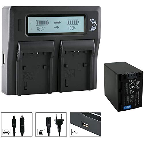 SK Akku Sony NP-FV100 3300mAh + LCD Dual Doppel Ladegerät für Sony DCR-SX85 HDR-CX900 HDR-PJ810 HDR-VG900 /// NP-FV30 NP-FV50 NP-FV70 NP-FV120 von skgames