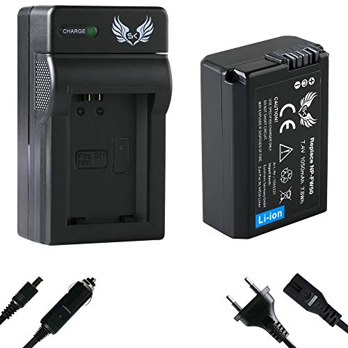 SK Akku Sony NP-FW50 (1050mAh) + Charger Ladegerät für Sony Alpha 7 7II 7R 7S II 5100 6300 6400 6500 / NEX-6 NEX-7 NEX-F3 / DSC RX10 IV/ZV-E10 von skgames