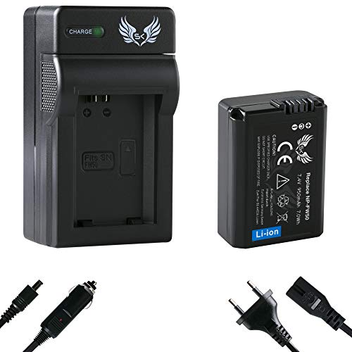 SK Akku Sony NP-FW50 (950mAh) + Charger Ladegerät für Sony Alpha 7 7II 7R 7S II 5100 6300 6400 6500 / NEX-6 NEX-7 NEX-F3 / DSC RX10 IV/ZV-E10 von skgames