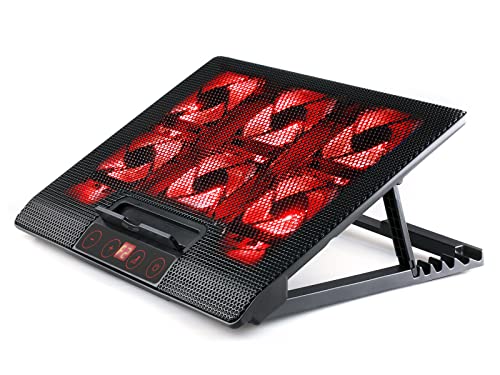 skgames Notebook Laptop Kühler Gamer Ständer Unterlage für 10-17 Zoll, 6 x LED Lüfter, LCD Lüftersteuerung, 7 Stufen Höhenverstellung, Rot von skgames