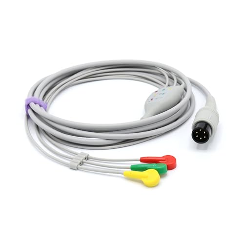 skmeditec 3 Lead IEC Cable with Snap Compatible with Medtronic-Physio/Infinium/Nihon Kohden/AAMI, 11 FT Direct-Connect Cable TPU Cord 6 Pins Round Connector With Resistor 1K skmeditec 3 Lead IEC Cable with Snap Compatible with Medtronic-Physio/Infinium/Nihon Kohden/AAMI, 11 FT Direct-Connect Cable TPU Cord 6 Pins Round Connector With Resistor 1K von skmeditec