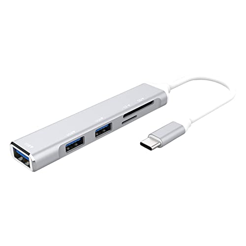 Drucker Hub USB C Hub Kartenleser Aluminium USB 3.1 Hub mit SD/TF Kartenleser und 3 USB 3.0 Ports 8 Fach Hub (Silver, One Size) von skyrabbiter