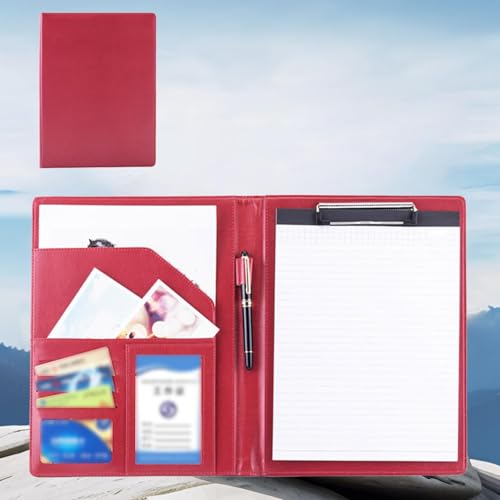 Skyrabbiter Multifunktionale Leder-Dokumentenmappe, A4, Hochwertige Schreibmappe Multifunktionale Konferenzmappe aus Leder, Magnetverschluss, Wasserdicht, Perfekte Business Mappe für Büro (B) von skyrabbiter