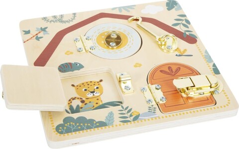 small foot® Motorikbrett Schloss und Riegel „Safari“ von small