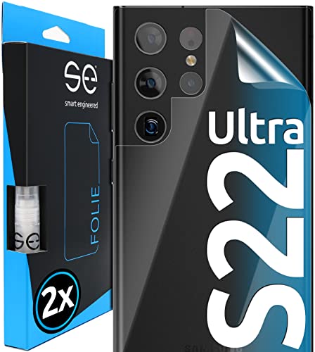 [2 Stk.] 3D Schutzfolie für die Rückseite kompatibel mit Samsung Galaxy S22 Ultra 5G, transparenter, selbstheilender Schutz vor Schmutz und Kratzern, Backcover, Alt. Schutzglas von smart engineered