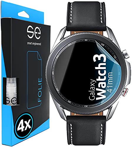 [4 Stk.] 3D Schutzfolie kompatibel mit Samsung Galaxy Watch 3 (41mm), hüllenfreundliche transparente HD Displayschutz-Folie von smart engineered