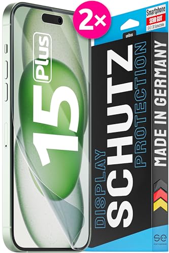 2x se® 3D SCHUTZFOLIE Transparent für Apple iPhone 15 Plus,Selbstheilend, 100% Fingerabdruck & FaceID kompatibel, einfache blasenfreie Installation, Ultra-Klar, Stoß-Kratzfest, aus Deutschland 2x se® 3D SCHUTZFOLIE Transparent für Apple iPhone 15 Plus,Selbstheilend, 100% Fingerabdruck & FaceID kompatibel, einfache blasenfreie Installation, Ultra-Klar, Stoß-Kratzfest, aus Deutschland von smart engineered