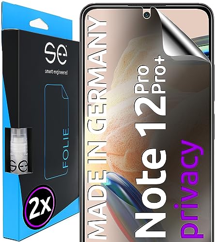S.E für Xiaomi Redmi Note 12 Pro Schutzfolie privacy Blickschutz-Folie - 2x Folien im SET aus Deutschland, Note 12 Pro Folie Anti-Spy Folie, blasenfrei, Redmi Note 12 Pro Sichtschutz-Folie von smart engineered