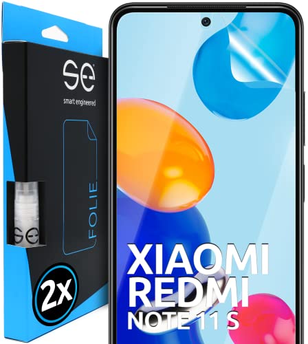 s.e Schutzfolie für Xiaomi Redmi Note 11s, 2 Stück, Full Screen, Positionierhilfe, Redmi Note 11s Schutzfolie, transparente Displayfolie, funktionierende Alternative zu Redmi Note 11s Schutzglas von smart engineered