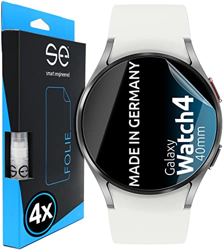 se® [4 Stk.] 3D Schutzfolie für Samsung Galaxy Watch 4 (40mm) - Full Screen, selbstheilend, HD Displayschutz-Folie, Anti-Kratzen, Anti-Bläschen, hüllenfreundlich, kein Schutzglas von smart engineered