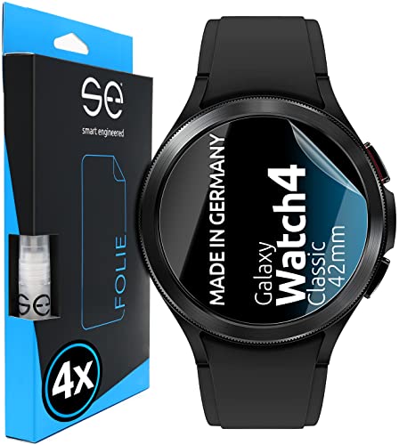 se® [4 Stk.] 3D Schutzfolie für Samsung Galaxy Watch 4 Classic (42mm) - Full Screen, selbstheilend, HD Displayschutz-Folie, Anti-Kratzen, Anti-Bläschen, hüllenfreundlich, kein Schutzglas von smart engineered