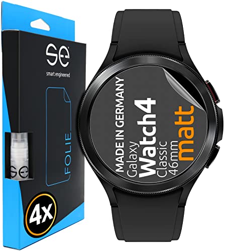 se® [4 Stk.] Entspiegelte 3D Schutzfolie für Samsung Galaxy Watch 4 Classic (46mm) - Full Screen, selbstheilend, HD Displayschutz-Folie, Anti-Kratzen, Anti-Bläschen, hüllenfreundlich, kein Schutzglas von smart engineered