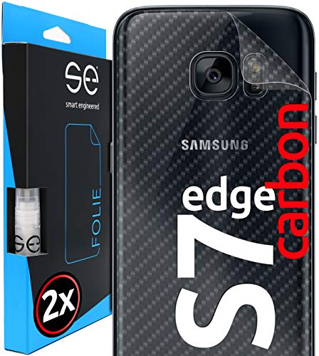smart engineered [2 Stück] Carbon 3D Schutzfolien für die Rückseite kompatibel mit Samsung Galaxy S7 Edge, Schutz vor Schmutz und Kratzern, Backcover, kein Schutzglas, Carbon-Optik von smart engineered