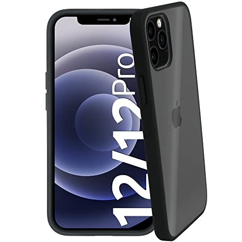 smart engineered se® HARDCASE für iPhone 12/12 Pro Hülle - Transparente Schutzhülle - Schwarzer Softframe - Kratzfest - Stoßfestigkeit - Handyhülle iPhone 12/12 Pro case - Cover durchsichtig von smart engineered