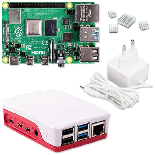 Raspberry Pi 4 4GB Starter-Kit | 5V 3A USB-C Netzteil | Gehäuse | Kühlkörper | Raspberry Pi 4 Model B 4 GB RAM von smart-home-komponente