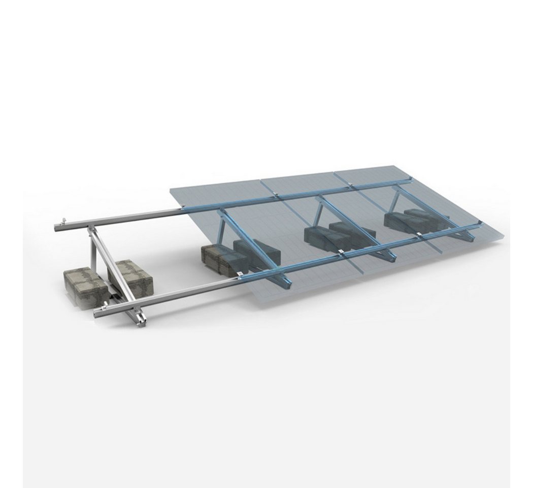 smartEC Montagesystem für Flachdach 4 Solarmodule reihige Hochkante-Verlegung Solarmodul-Halterung, (Montagesystem in zwei Paketen versendet, 10°-15° verstellbar einfache Montage Aluminium System erweiterbar) von smartEC