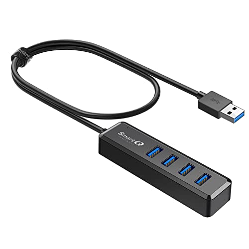 SmartQ H302S USB 3.0 Hub für Laptop mit 0,6m langem Kabel, Multi USB Port Expander, Schnelle Datenübertragung USB Splitter für Laptop, Kompatibel mit Windows PC, Mac, Drucker, Mobile HDD von smartQ