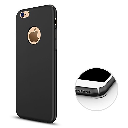smartacc Hülle Schutzhülle Case Cover Passend für iPhone 5 SE 6 7 8 X mit Öffnung für Apple-Logo (iPhone 6/6s, Schwarz) von smartacc
