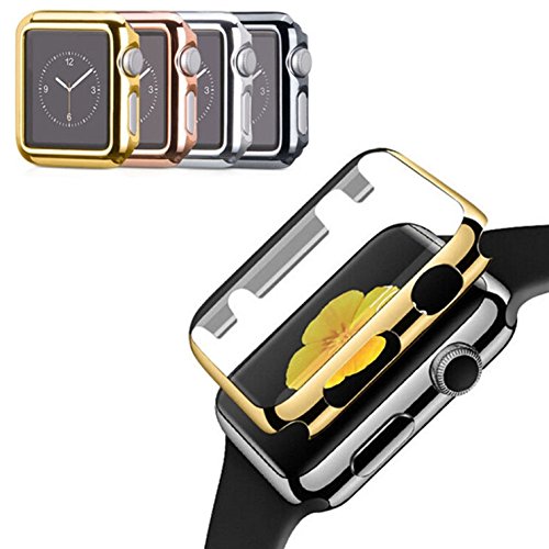 smartacc Schutzhülle, Hülle, Cover, Case, Apple Watch, iWatch, 38 mm, 42 mm, Display Panzerglas Gold, Schwarz, Rosé-Gold, Silber (38 mm, Rosé-Gold) von smartacc