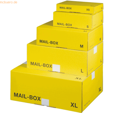 20 x smartboxpro Versandkarton MAILBOX L 400x260x145mm gelb/anthrazit von smartboxpro