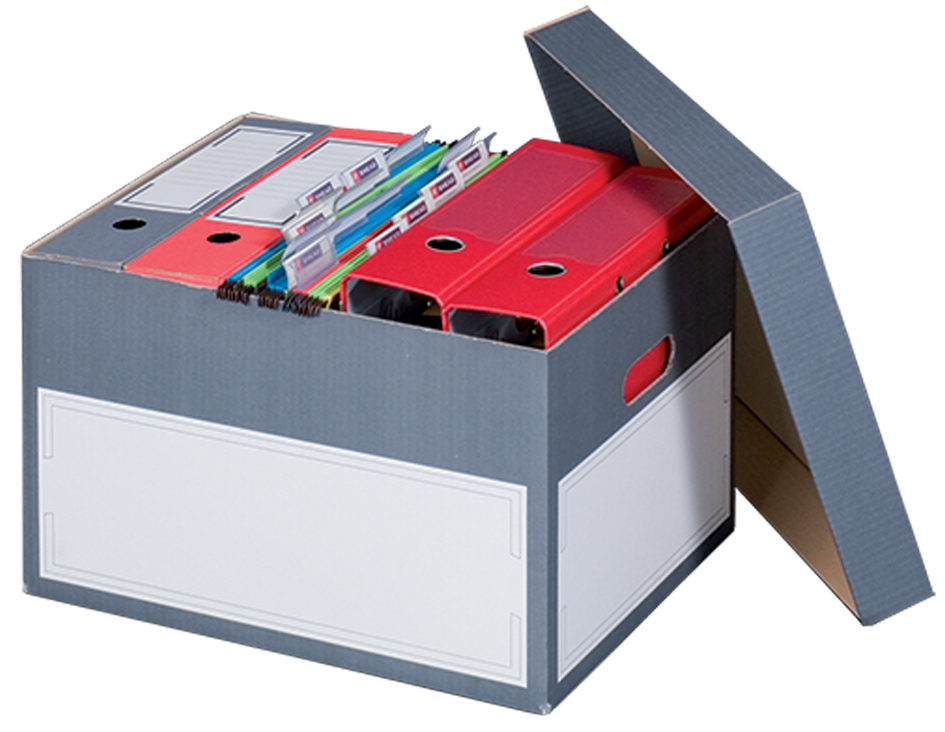 SMARTBOXPRO Archiv-/Transportbox L, grau, mit Stülpdeckel von smartboxpro