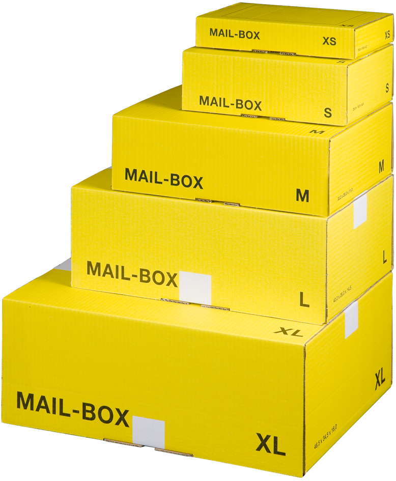 SMARTBOXPRO Paket-Versandkarton MAIL BOX, Größe: M, gelb von smartboxpro