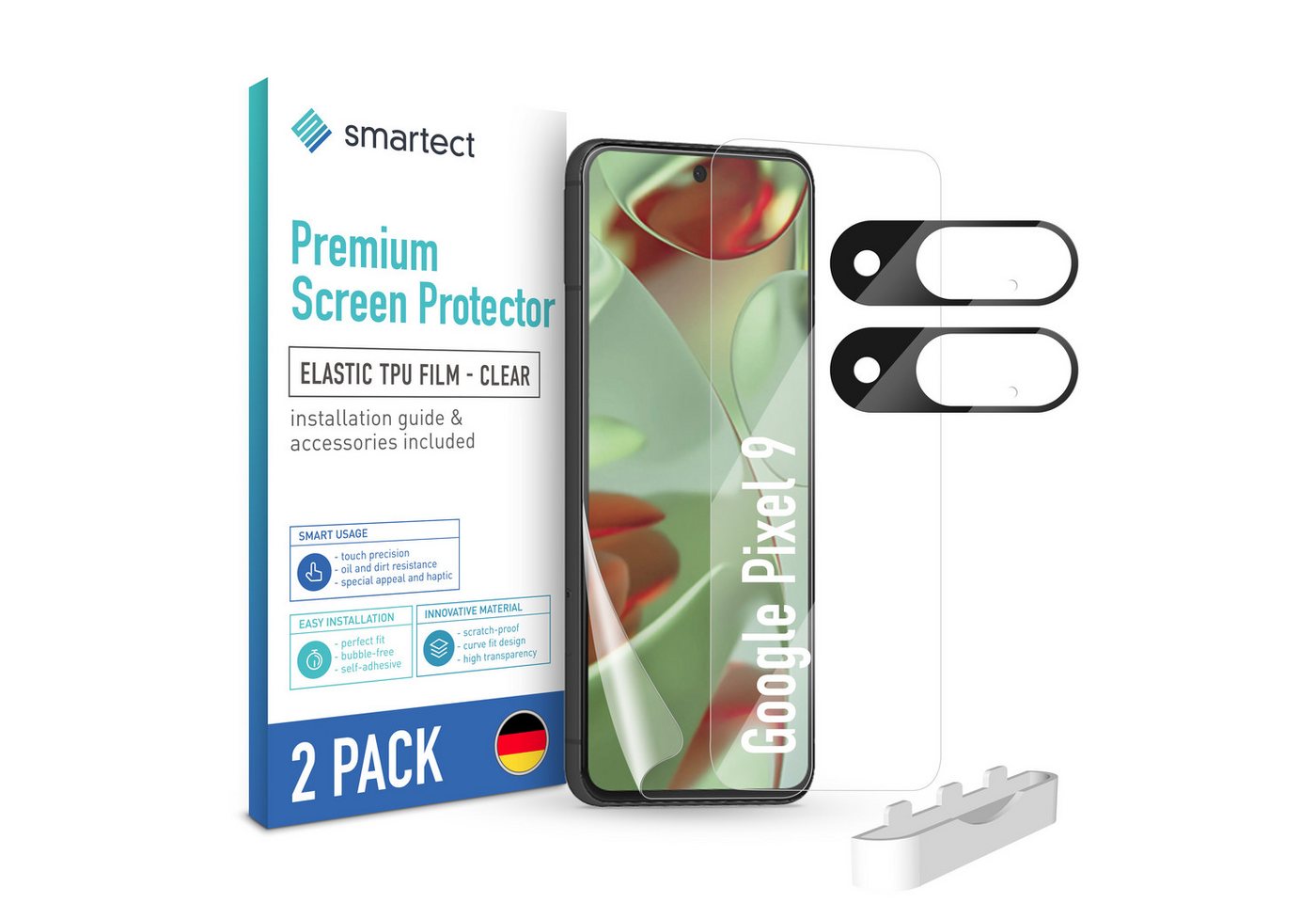 smartect Displayschutzfolie TPU Schutzfolie Klar für Google Pixel 9, 2 x Front + 2 x Cam für Google Pixel 9, 2 Stück, Anti-Fingerabdruck, Blasenfreie Installation smartect Displayschutzfolie TPU Schutzfolie Klar für Google Pixel 9, 2 x Front + 2 x Cam für Google Pixel 9, 2 Stück, Anti-Fingerabdruck, Blasenfreie Installation von smartect