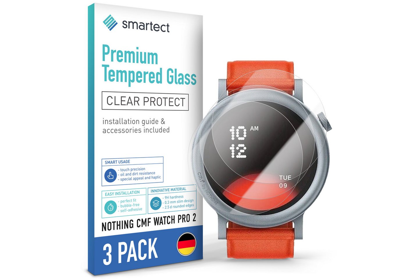 smartect Displayschutzglas Schutzglas Klar für Nothing CMF Watch Pro 2, 3 Stück für Nothing CMF Watch Pro 2, 3 Stück, Anti-Fingerabdruck, 9H Härte, Blasenfreie Installation smartect Displayschutzglas Schutzglas Klar für Nothing CMF Watch Pro 2, 3 Stück für Nothing CMF Watch Pro 2, 3 Stück, Anti-Fingerabdruck, 9H Härte, Blasenfreie Installation von smartect