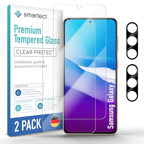 smartect Schutzglas [2 + 2 Stück, Klar] kompatibel mit Samsung Galaxy S23, Display + Kamera, HD Schutzfolie Anti-Kratzer, Blasenfrei, 9H Härte, 0.3 mm Ultra-klar, Ultrabeständig von smartect
