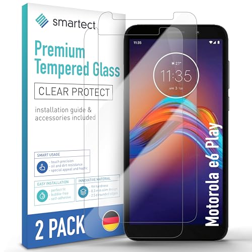 smartect Schutzglas [2 Stück, Klar] kompatibel mit Moto e6 Play, HD Schutzfolie Anti-Kratzer, Blasenfrei, 9H Härte, 0.3 mm Ultra-klar, Ultrabeständig von smartect