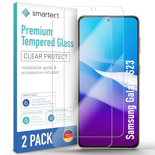 smartect Schutzglas [2 Stück, Klar] kompatibel mit Samsung Galaxy S23, HD Schutzfolie Anti-Kratzer, Blasenfrei, 9H Härte, 0.3 mm Ultra-klar, Ultrabeständig von smartect