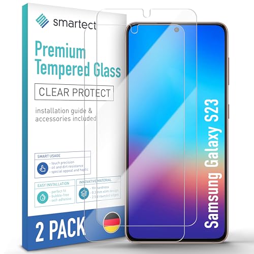 smartect Schutzglas [2 Stück, Klar] kompatibel mit Samsung Galaxy S23 Plus, HD Schutzfolie Anti-Kratzer, Blasenfrei, 9H Härte, 0.3 mm Ultra-klar, Ultrabeständig von smartect