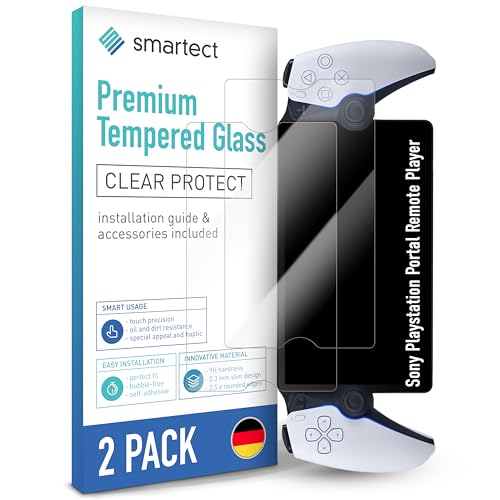 SmarTect Schutzglas [2 Stück, Klar] kompatibel mit Sony Playstation Portal Remote Player, HD Schutzfolie Anti-Kratzer, Blasenfrei, 9H Härte, 0.3 mm Ultra-klar, Ultrabeständig von SmarTect