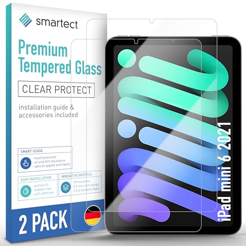 smartect Schutzglas [2 Stück, Klar] kompatibel mit iPad mini 6 2021, HD Schutzfolie Anti-Kratzer, Blasenfrei, 9H Härte, 0.3 mm Ultra-klar, Ultrabeständig von smartect
