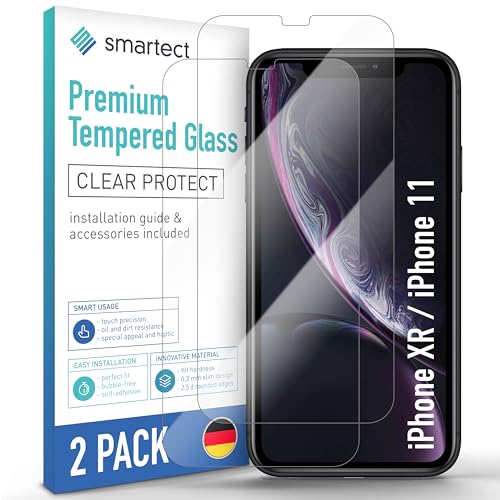 smartect Schutzglas [2 Stück, Klar] kompatibel mit iPhone XR/iPhone 11, HD Schutzfolie Anti-Kratzer, Blasenfrei, 9H Härte, 0.3 mm Ultra-klar, Ultrabeständig von smartect