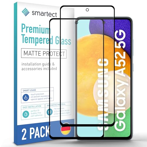 smartect Schutzglas [2 Stück, Matt] kompatibel mit Samsung Galaxy A52, HD Schutzfolie Anti-Kratzer, Blasenfrei, 9H Härte, entspiegelt, Ultrabeständig von smartect