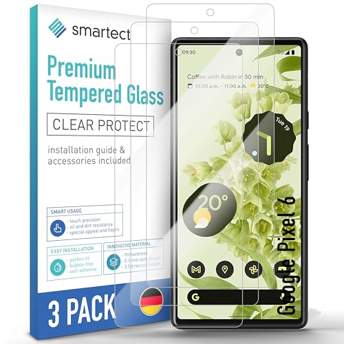 smartect Schutzglas [3 Stück, Klar] kompatibel mit Google Pixel 6, HD Schutzfolie Anti-Kratzer, Blasenfrei, 9H Härte, 0.3 mm Ultra-klar, Ultrabeständig von smartect