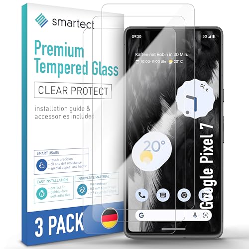 smartect Schutzglas [3 Stück, Klar] kompatibel mit Google Pixel 7, HD Schutzfolie Anti-Kratzer, Blasenfrei, 9H Härte, 0.3 mm Ultra-klar, Ultrabeständig von smartect