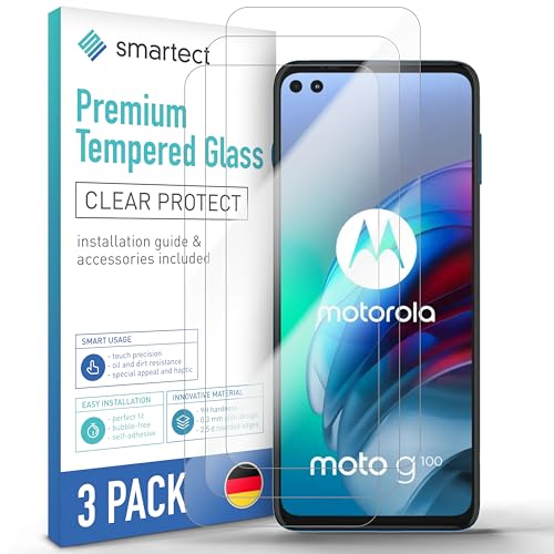 smartect Schutzglas [3 Stück, Klar] kompatibel mit Motorola Moto G100, HD Schutzfolie Anti-Kratzer, Blasenfrei, 9H Härte, 0.3 mm Ultra-klar, Ultrabeständig von smartect